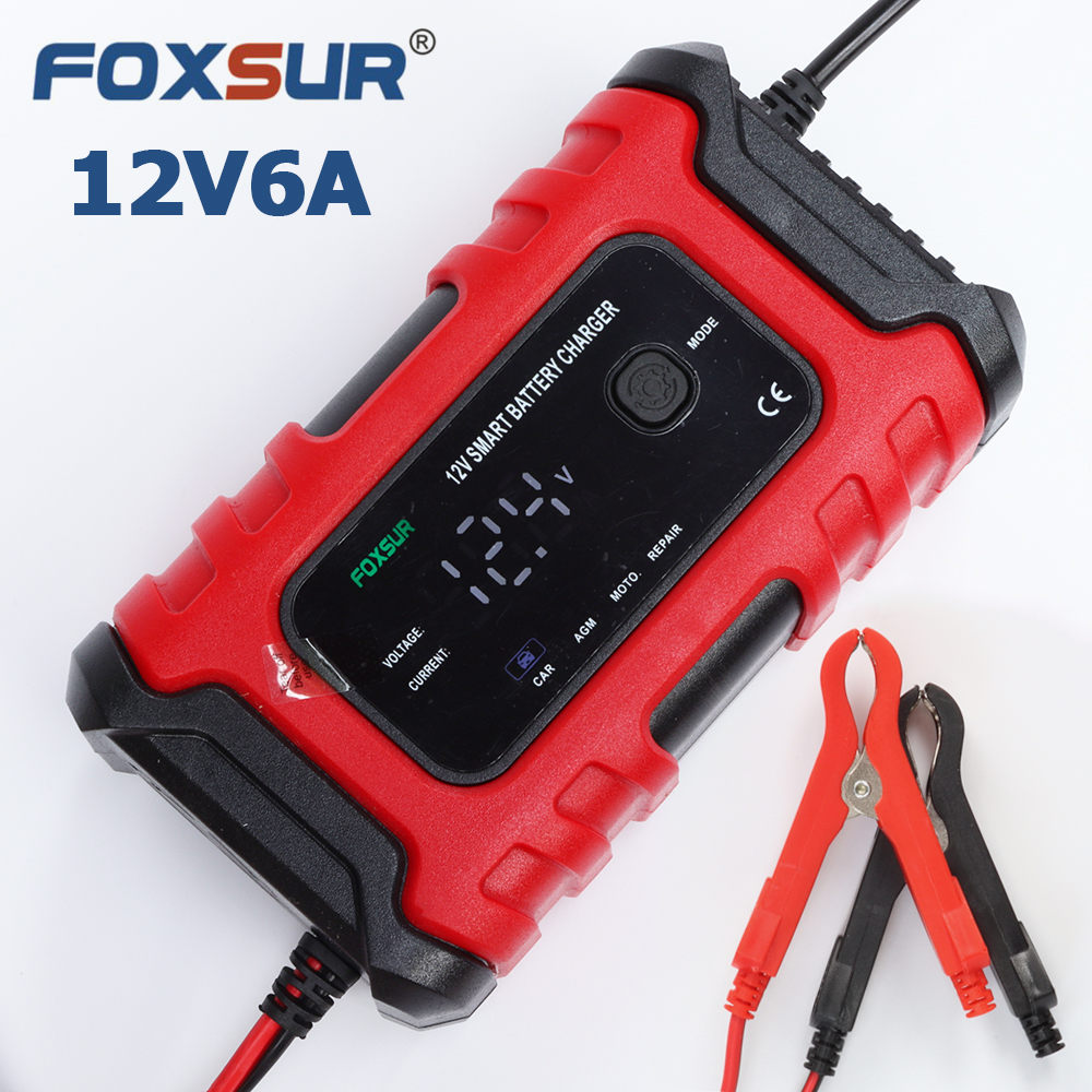 Bộ sạc ắc quy thông minh FOXSUR 12V FBC1206D 6A 4AH - 120AH khử sunfat và tự động ngắt