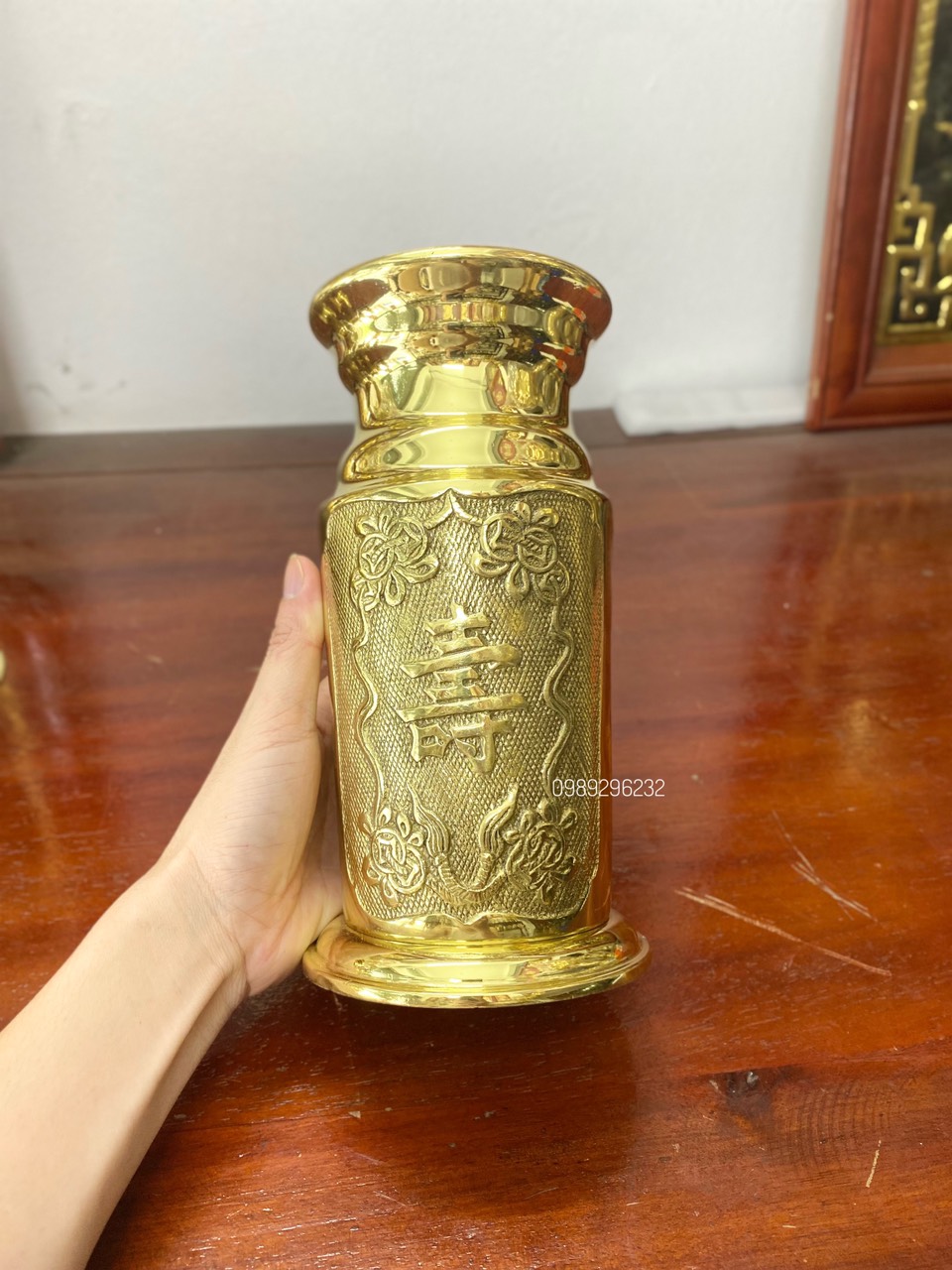 Ống đựng hương nhang bằng đồng vàng