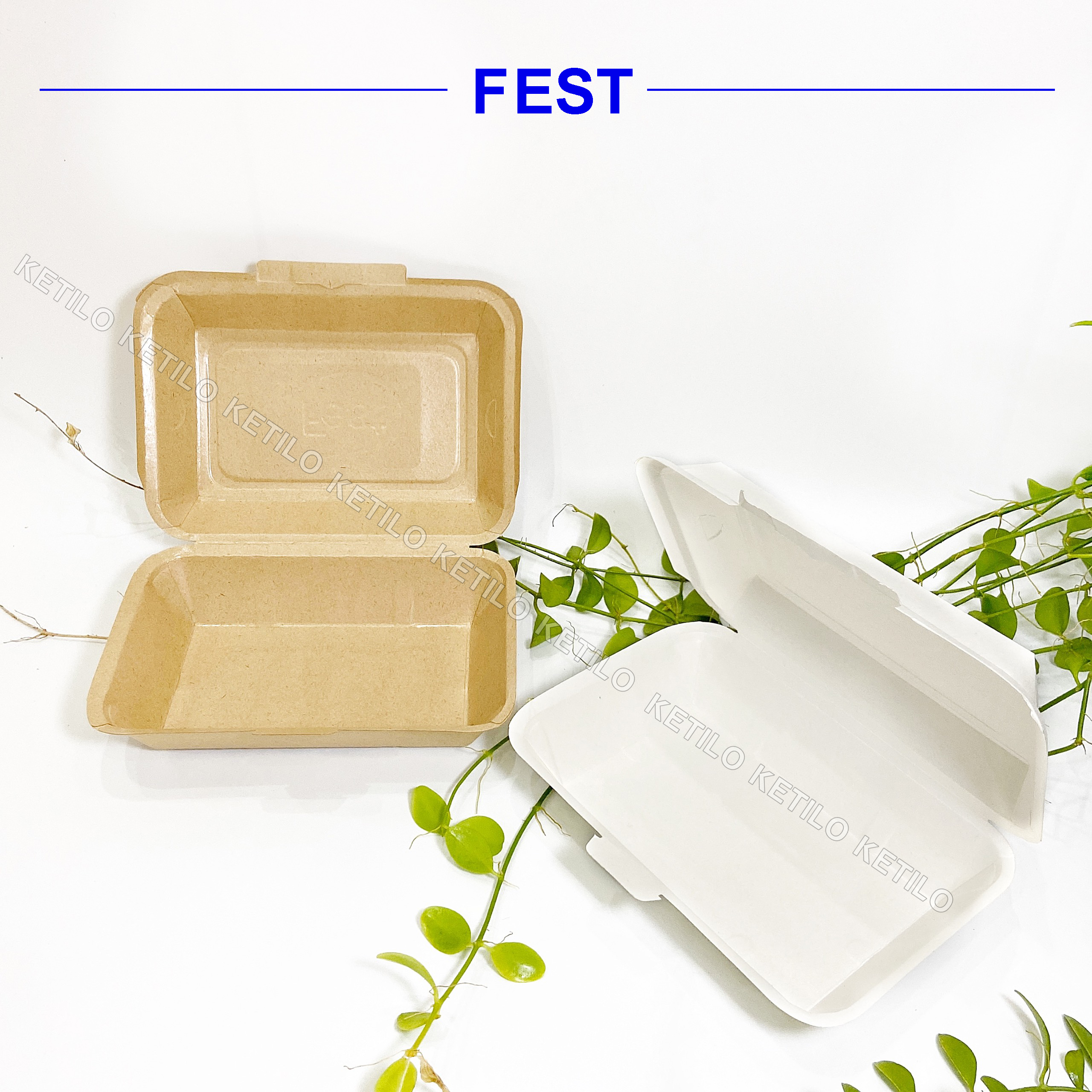 Hộp Cơm giấy Fest Daily Takeaway Box 725ml Thái lan Cao Cấp, Hộp Cơm Giấy Kraft Dùng 1 Lần, Thiết Kế Có Lỗ Thoát Hơi 2 Bên Hông Tiện Lợi - HÀNG CHÍNH HÃNG F002 (Tặng Kèm Móc Khóa KETILO)