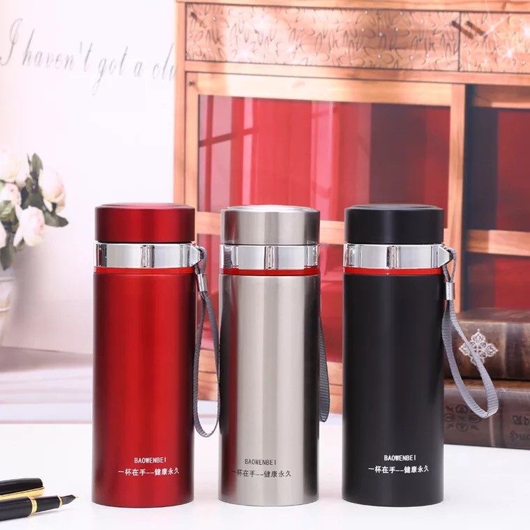Bình giữ nhiệt cao cấp bằng inox không gỉ Water Cup 700ml, Tặng kèm gương mini xinh xắn