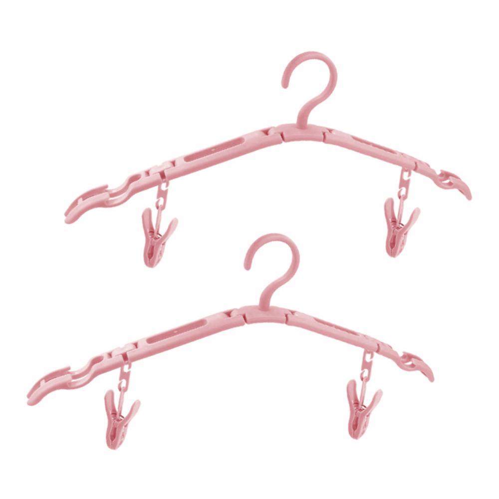 2 Pack Travel Hangers Folding Hangers with 4 Clips Portable Clothes Hangers, Non-Slip, Lightweight for Home and Travel