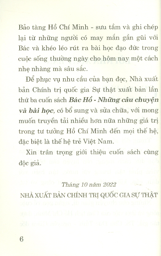 Bác Hồ - Những Câu Chuyện Và Bài Học (Xuất bản lần thứ ba, có sửa chữa, bổ sung)