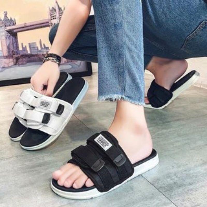 (Có 2 Màu) Dép quai ngang nam nữ unisex inviti Fashion quai dán mới