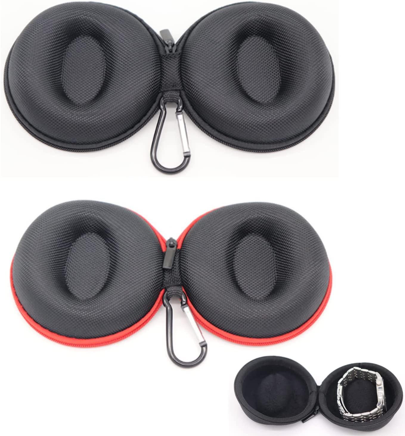 2 miếng hộp lưu trữ đồng hồ tròn, lưu trữ di động cho đồng hồ, đồng hồ với đồng hồ, với carabiner và bọt biển, đăng ký đồng hồ