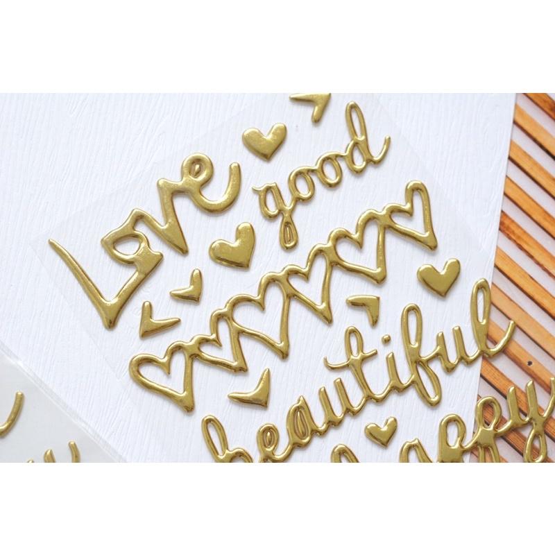 Die cut sticker chữ ánh vàng trang trí scrapbook sổ tay