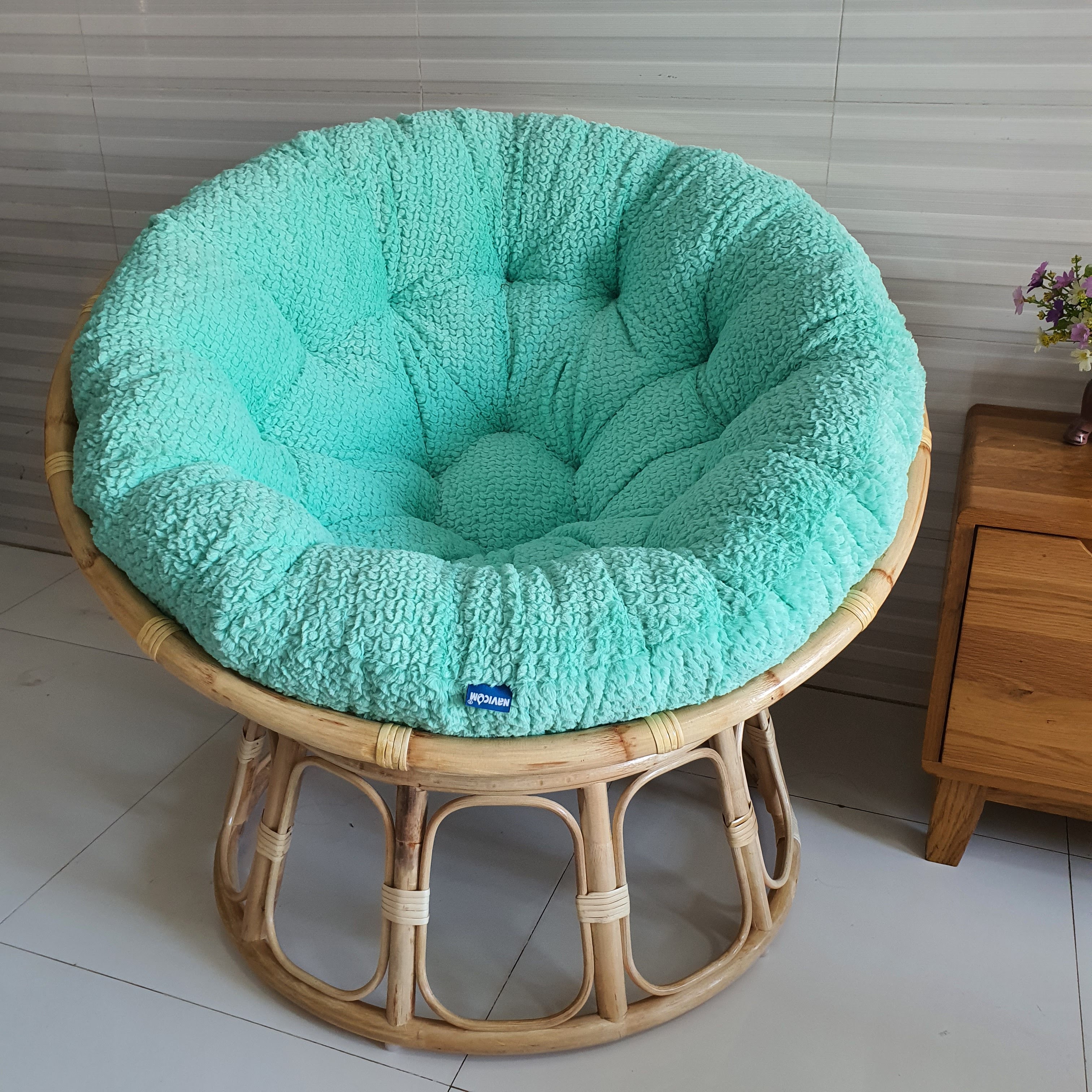 Ghế thư giãn papasan đủ size (vải nhung cao cấp - Xanh ngọc)