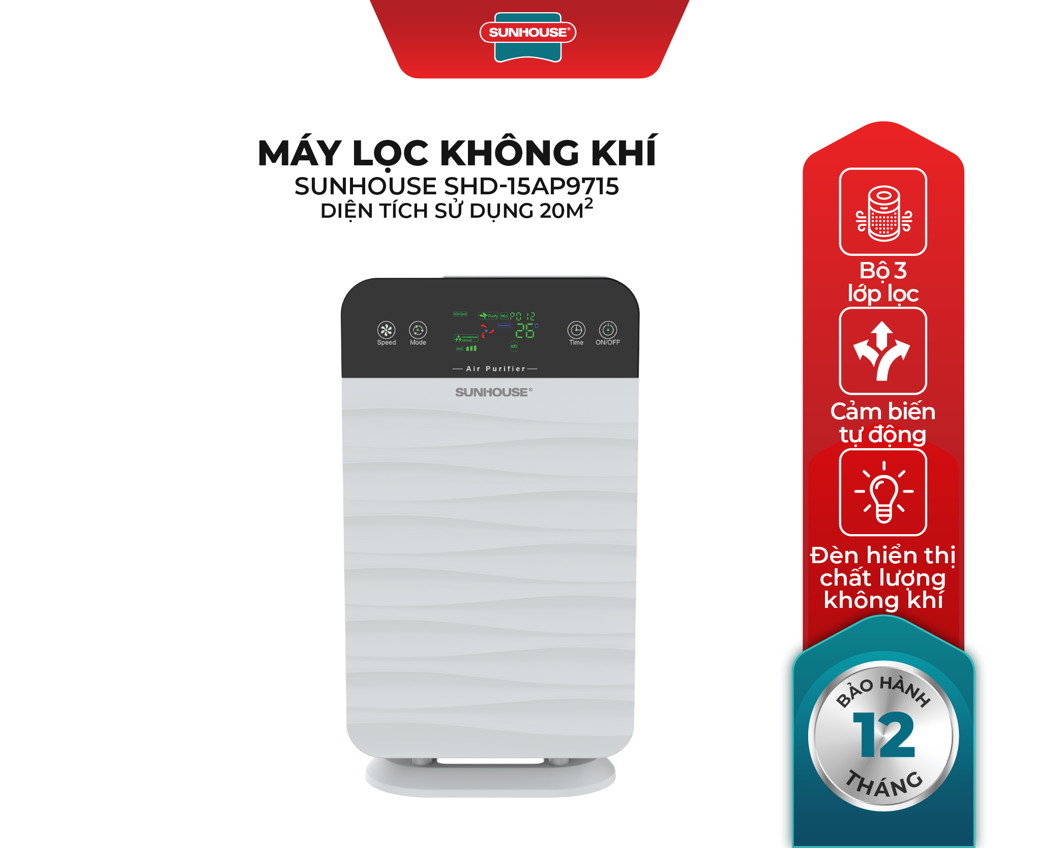 Hình ảnh Máy lọc không khí SUNHOUSE SHD-15AP9715 (40W) - Hàng chính hãng