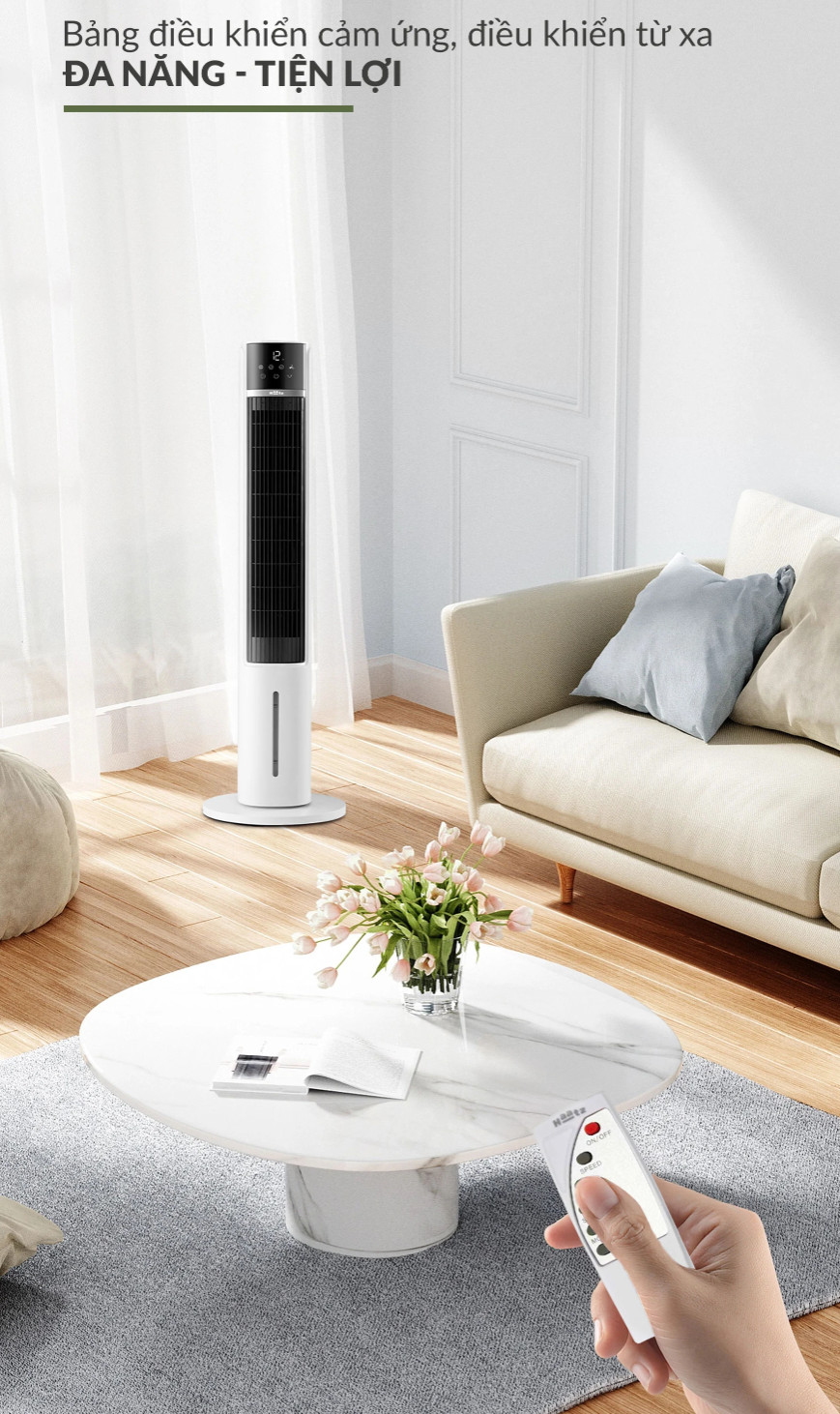 (MODEL NEW 2026) Máy Làm Mát Lọc Khí Ion Âm Haatz HydroIon Breeze Cooler HBC350 Quạt Tháp Haatz Điều Khiển Từ Xa - Hàng Chính Hãng
