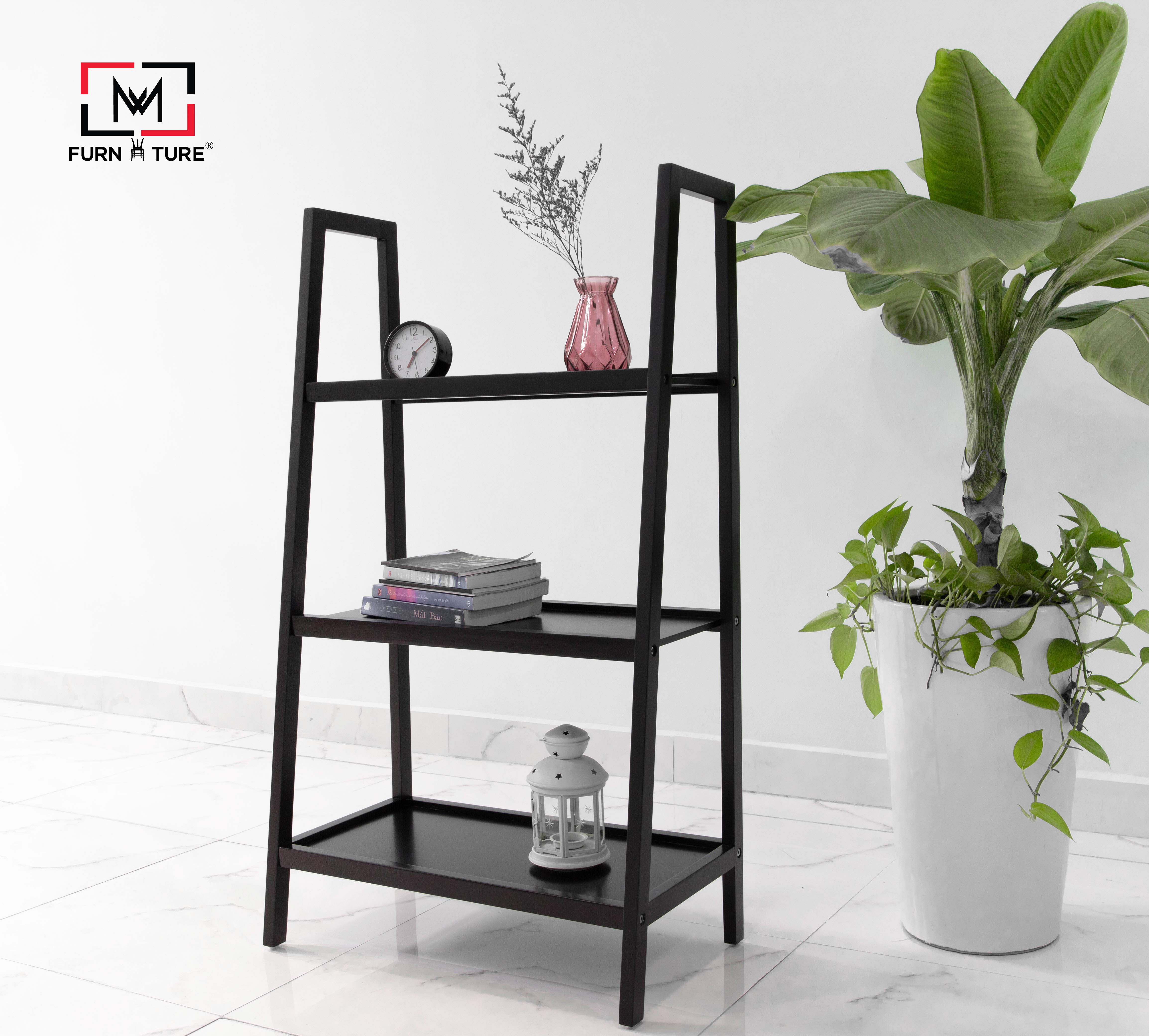 KỆ SÁCH 3 TẦNG MÀU ĐEN  SIZE L - A BOOK SHELF 3F BLACK  SIZE L