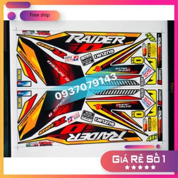 Tem rời Raider Fi 150 tem chống nước ko bay màu bảo hành màu sắc vĩnh viễn