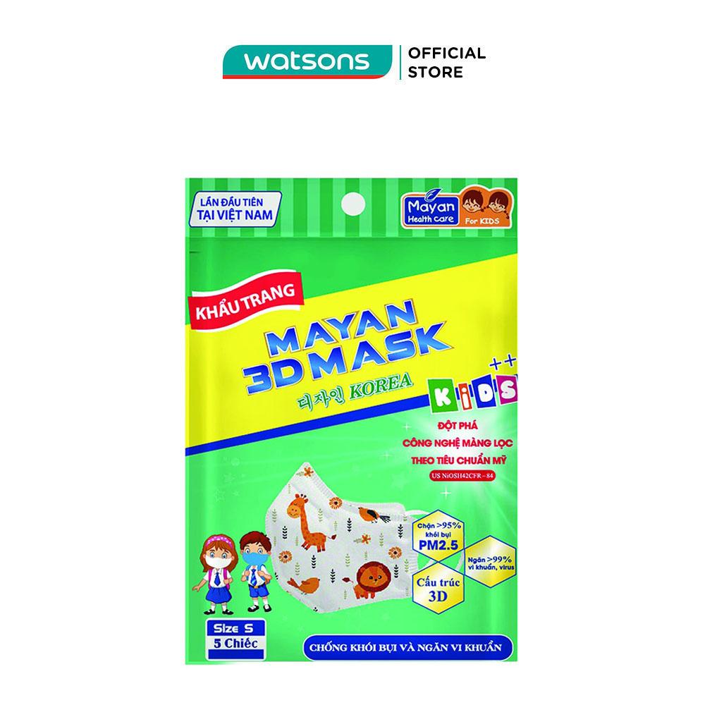 Khẩu Trang Mayan 3DMask Pm2.5 Medi Size S Kids++ Cho Bé 5Chiếc (Màu Ngẫu Nhiên)
