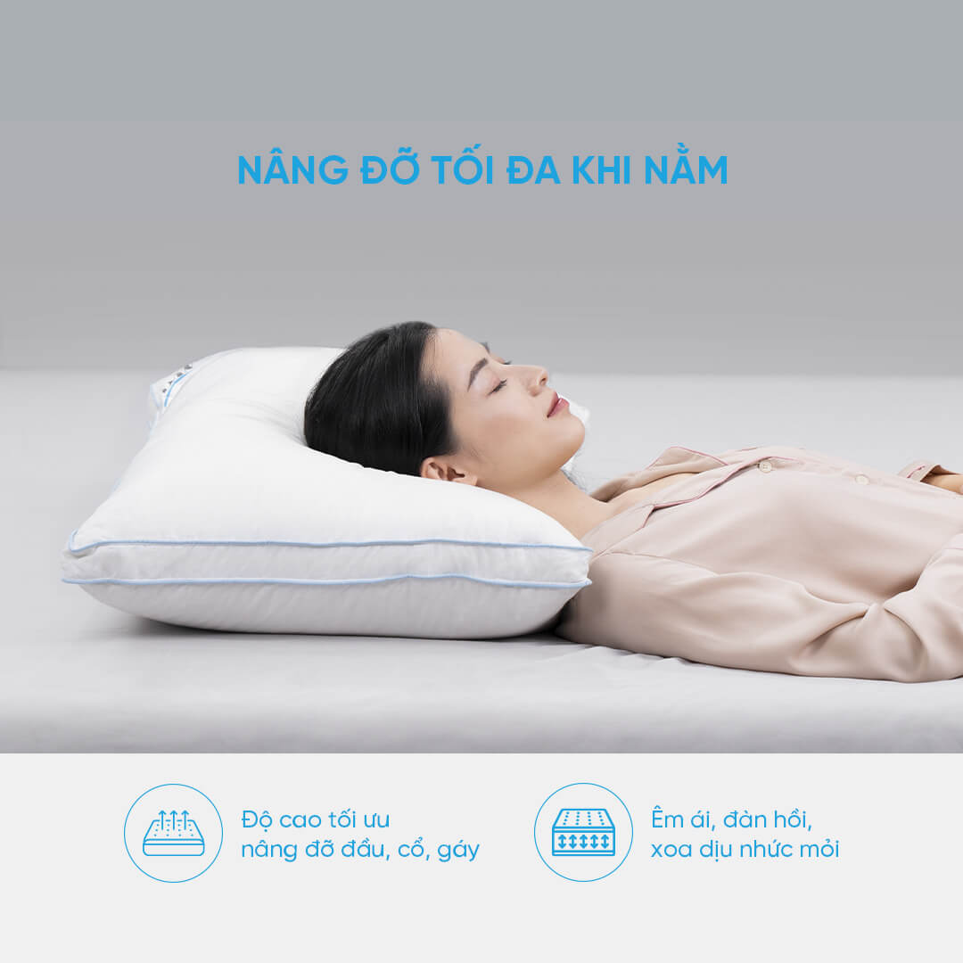 Gối nằm lông vũ cao cấp Doona Sandwich 45x65cm siêu mềm, êm ái, thích hợp với mọi lứa tuổi