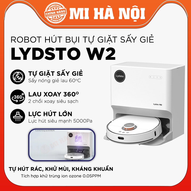 Robot hút bụi lau nhà Xiaomi Lydsto W2 Lite model 2023 Tự giặt giẻ, Tự đổ rác (bản quốc tế)