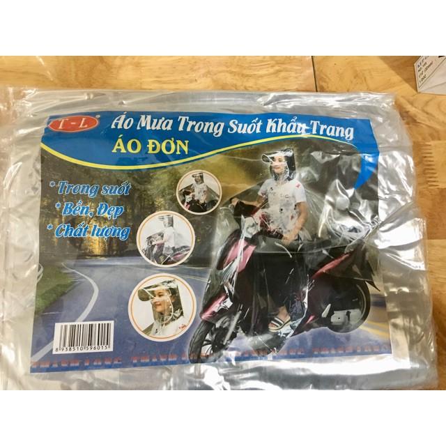 ÁO MƯA VI SINH TRONG SUỐT 1 ĐẦU KÈM KHẨU TRANG HÀNG LOẠI 1 - SIÊU BỀN