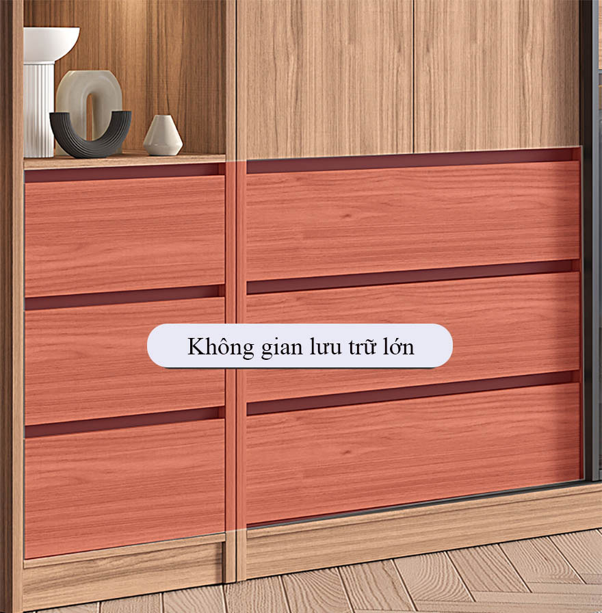 Tủ áo MDF thiết kế tinh tế, gọn gàng