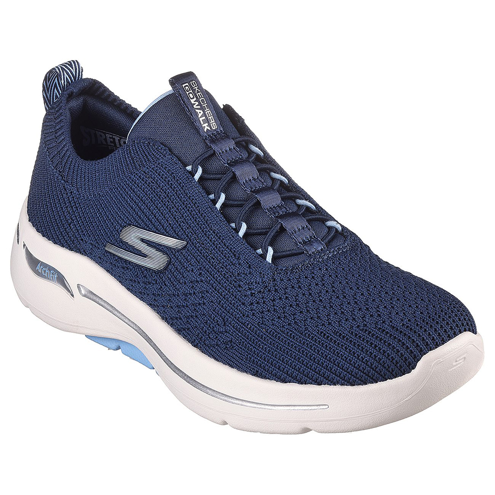 Skechers Nữ Giày Thể Thao Xỏ Chân Tập Gym, Thường Ngày, Đi Học, Đi Làm GOwalk Arch Fit Crystal Waves Arch Fit, Comfort Pillar Technology, Machine Washable, Ultra Go - 124882-NVLB