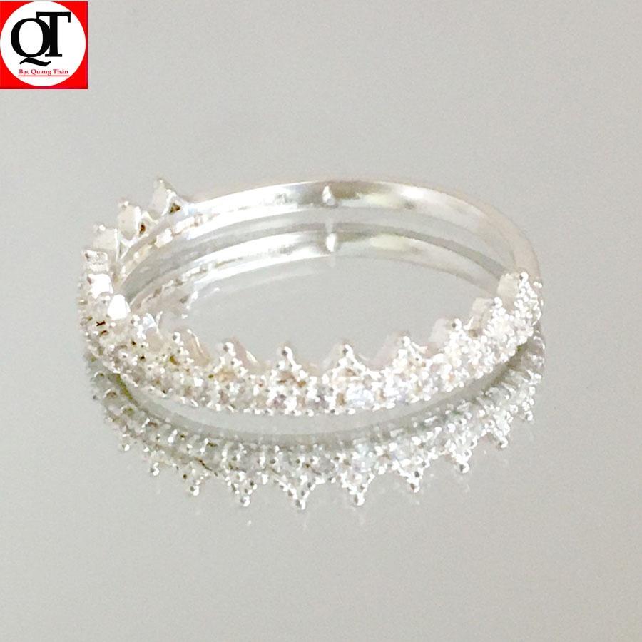 Nhẫn nữ vương miệng gắn đá rico cao cấp chất liệu bạc ta trang sức Bạc Quang Thản – QTNU85