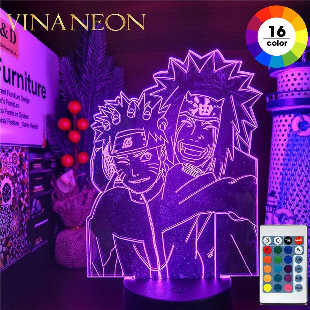 Đèn Led Trang Trí ️ Đèn Trang Trí Bàn Làm Việc Nhân Vật Naruto và thầy Jiraiya Đèn Neon Trang Trí 3D Anime