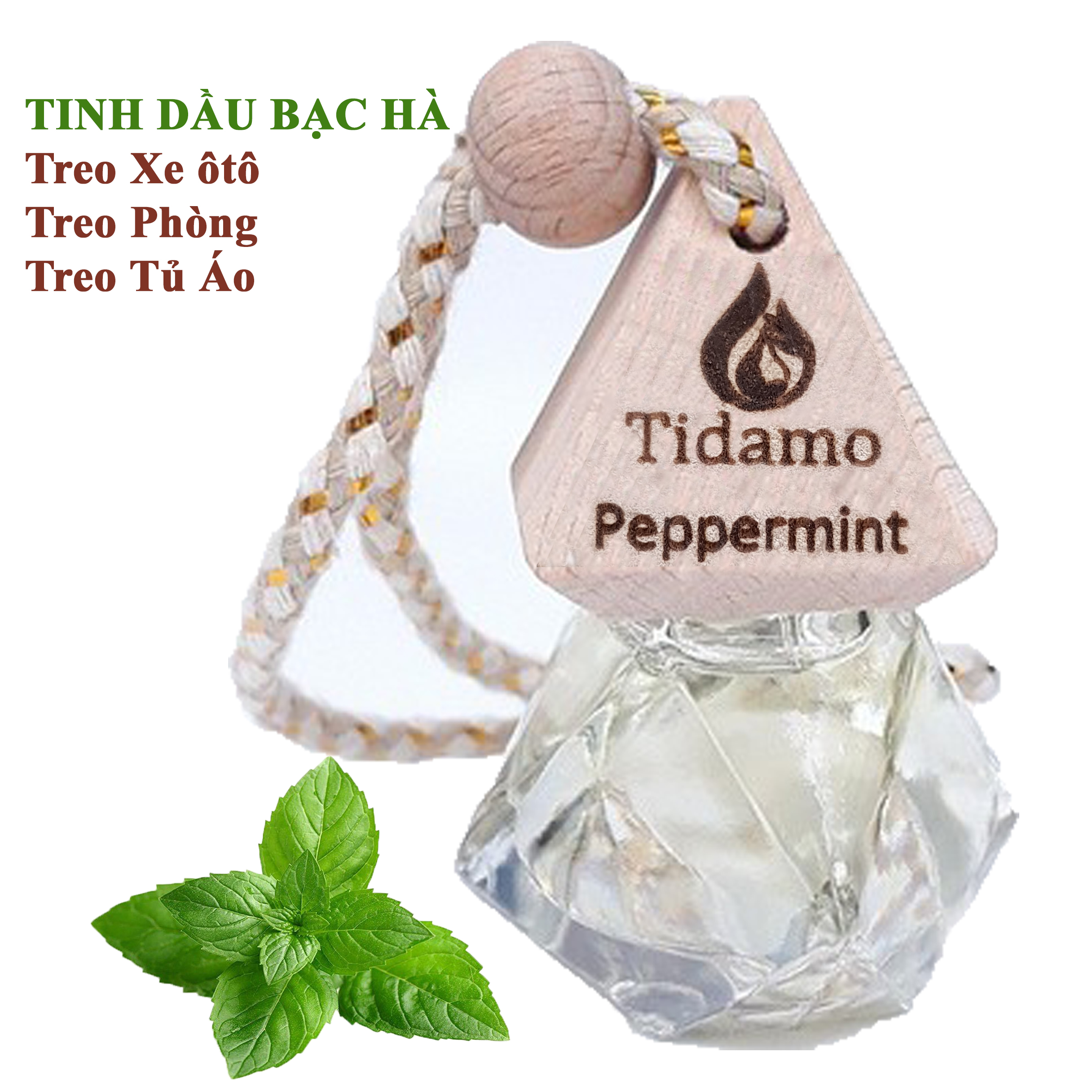 Tinh Dầu Xông Phòng BẠC HÀ 50ML + Tinh Dầu Treo Phòng Treo Xe ô tô Bạc Hà (Peppermint) - Tinh Dầu Bạc Hà TIDAMO Nguyên Chất Giúp Bảo Vệ Sức Khỏe, Kháng Khuẩn, Thư Giãn Tinh Thần Và Xua Đuổi Côn Trùng