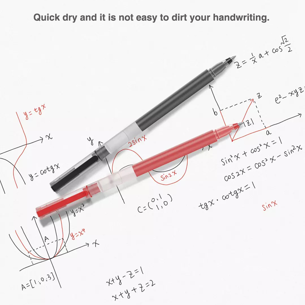 10 cây bút mực Xiaomi Gel Pens 0.5mm với khoang chứa mực rộng chống lem chống tắc