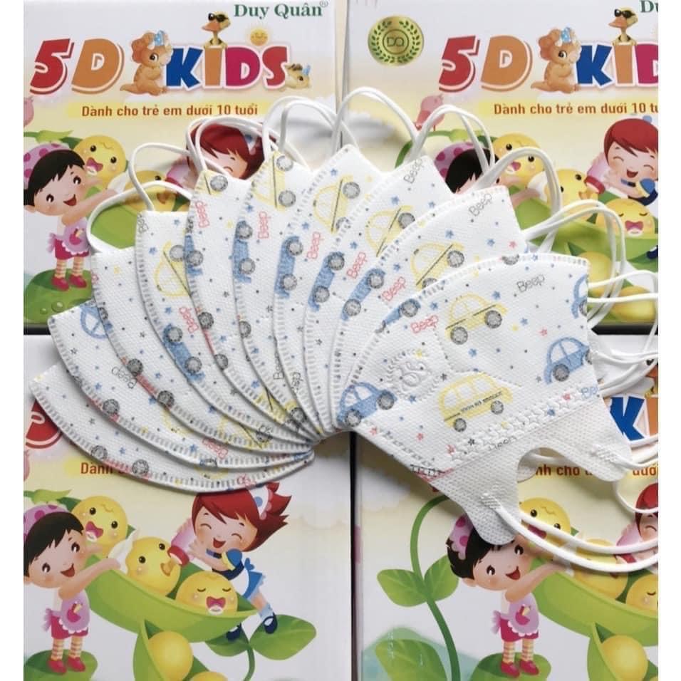 1 thùng/100 cái Khẩu trang trẻ em 5D cao cấp thương hiệu Duy Quân phù hợp cho trẻ từ 1-10 tuổi