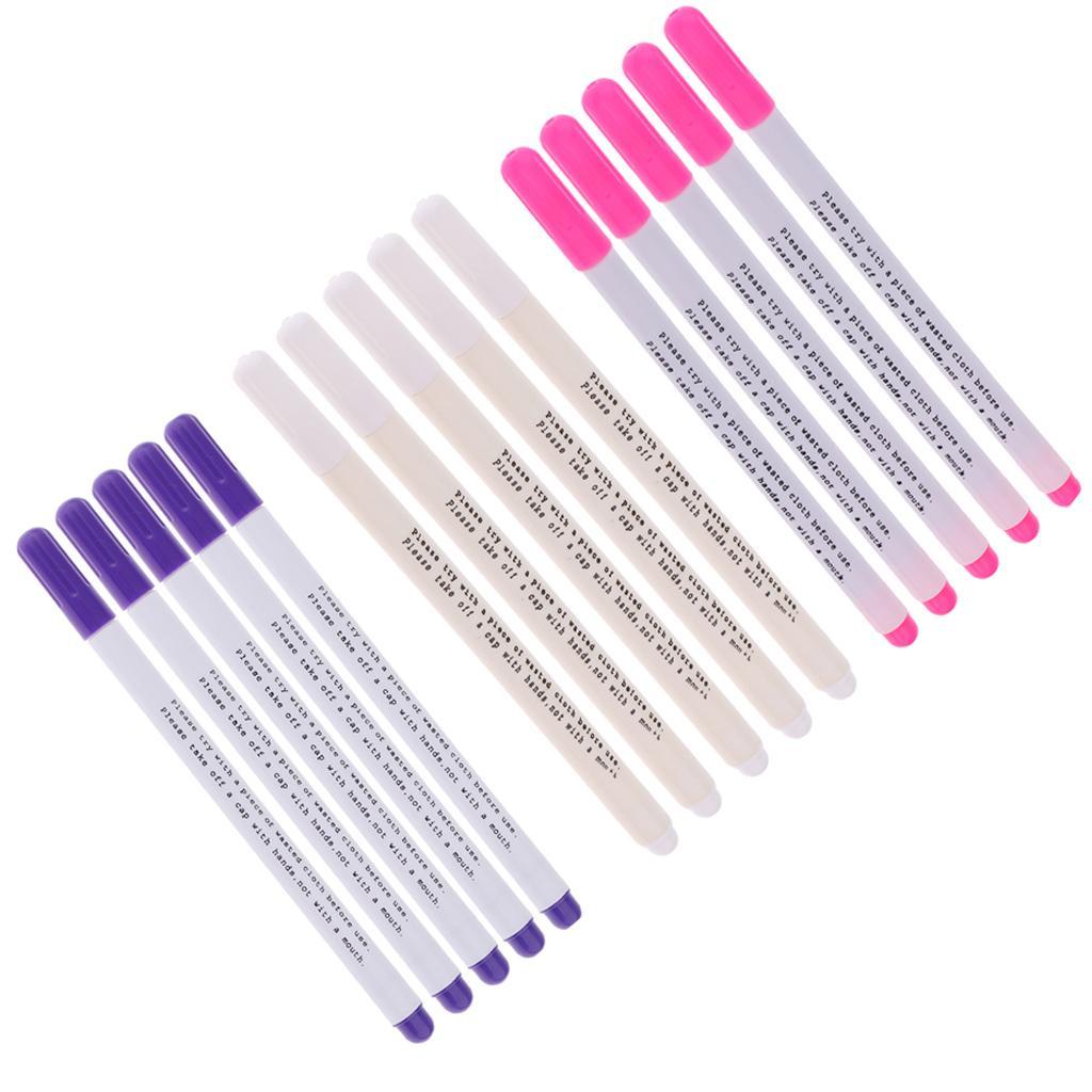 15 Pieces Water Erasable Pen Tailor Vanishing Marker Water Soluble Pens For Cross Stitch Fabric or Quilting Project