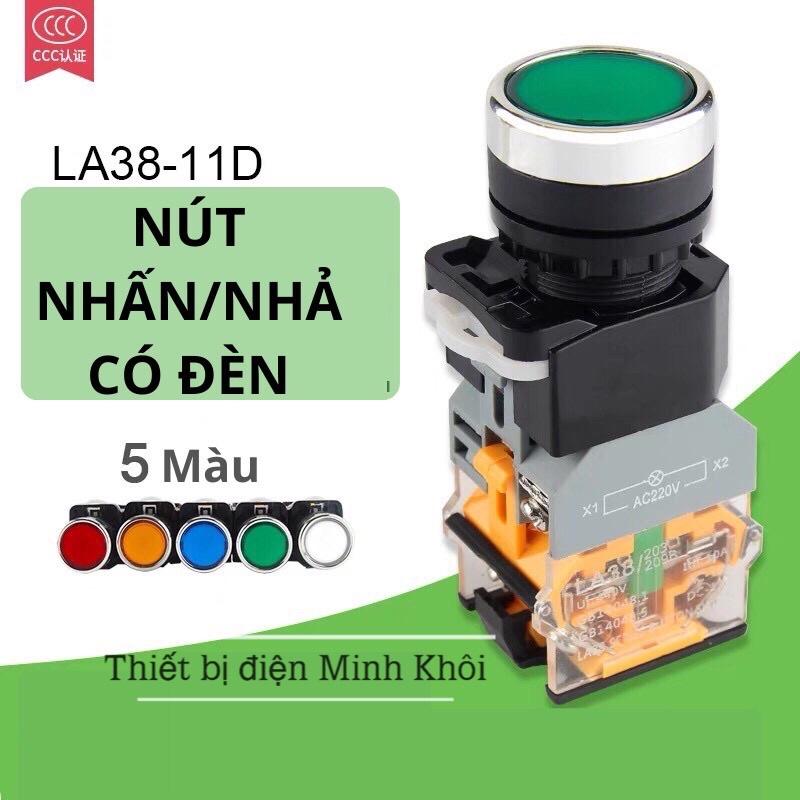 Nút nhấn nhả có đèn phi 22,nút nhấn tủ điện LA38 chống nước