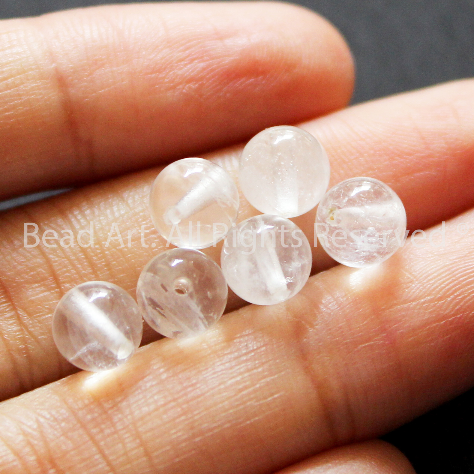6MM Đá Thạch Anh Trắng Dạng Trong, White Quartz Tự Nhiên, Phối Vòng Tay Phong Thuỷ, Chuỗi Hạt, Trang Sức, Mệnh Kim, Thuỷ - Bead Art
