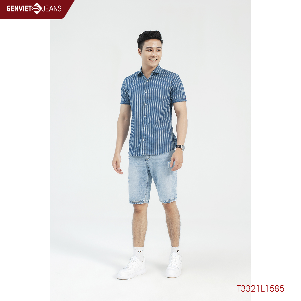 Áo Sơmi Nam Thô Kẻ Sọc T3321L1585 - GENVIET