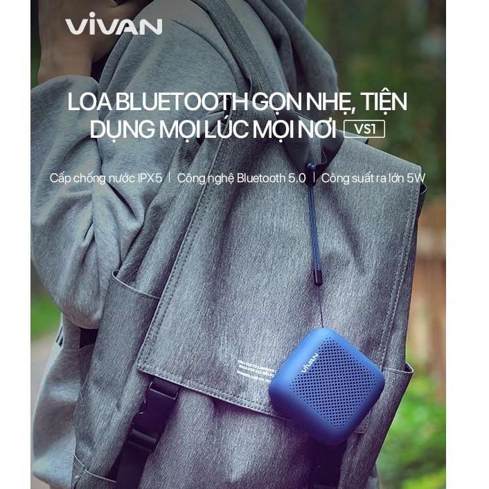 Loa Bluetooth TWS 5.0 VIVAN Chống Nước IPX5, Công Suất 5W, Dung Lương Pin 1800mAh Nghe Nhạc Cực Đã - Hàng Chính Hãng