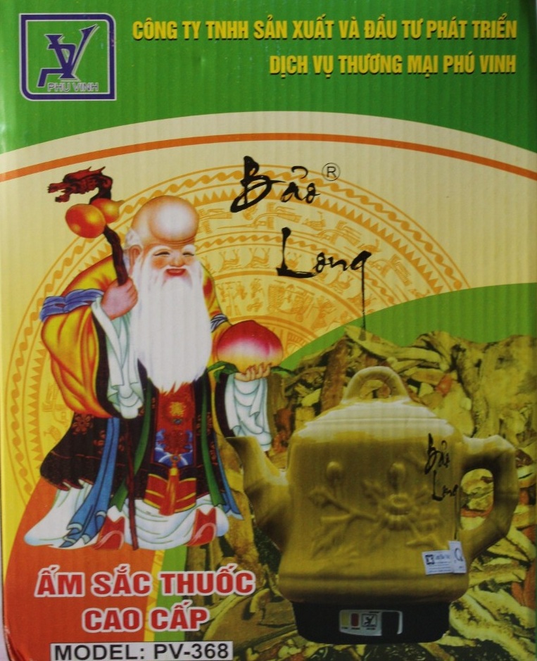 Ấm Siêu Sắc Thuốc Điện Tự Động Gốm Bát Tràng Bảo Long Phú Vinh Cao Cấp PV-386H (3,2 lít) - Màu Ngẫu Nhiên - Hàng Chính Hãng