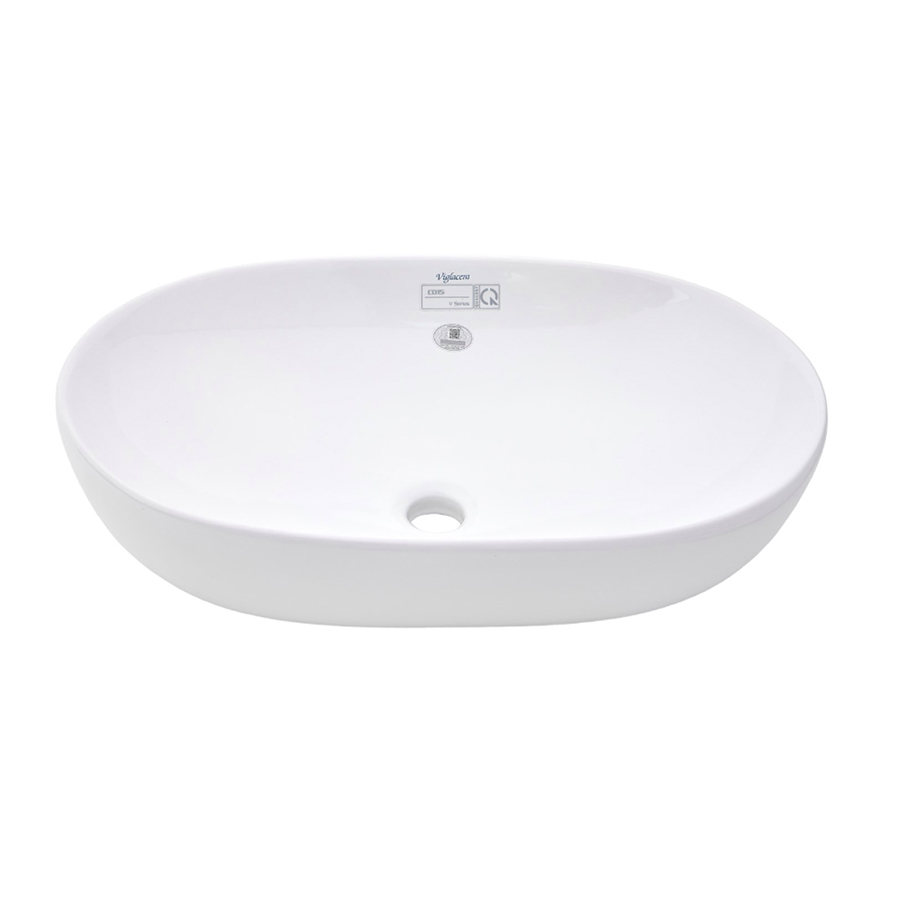 Lavabo đặt bàn Viglacera CD15 màu trắng hình oval, chất liệu sứ ceramic, lòng chậu sâu - Hoa Sen Home - Hàng chính hãng
