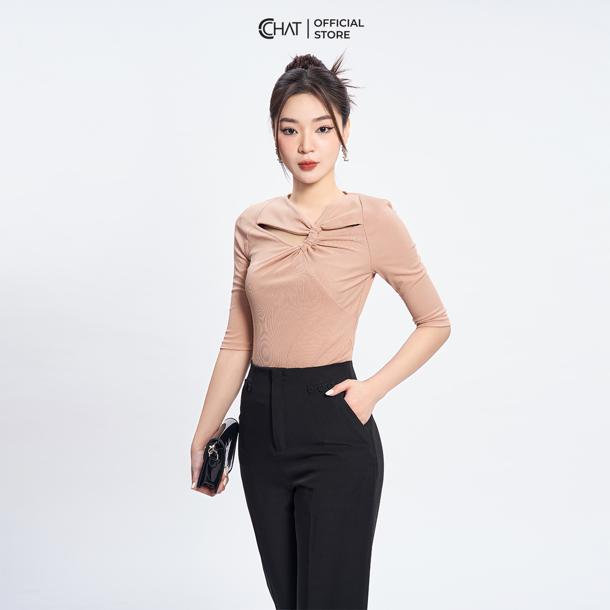 Áo Thun  Kiểu Ngực Vặn Thừng Chất Vải Cao Cấp Co Giãn 4 Chiều 53TNC2011OT