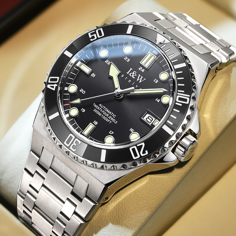 Đồng hồ nam chính hãng I&W Carnival 726G-T2 Hàng mới fullbox ,Kính chống xước,Chống nước 100m,BH 24 tháng,Máy Cơ Automatic,dây kim loại xịn