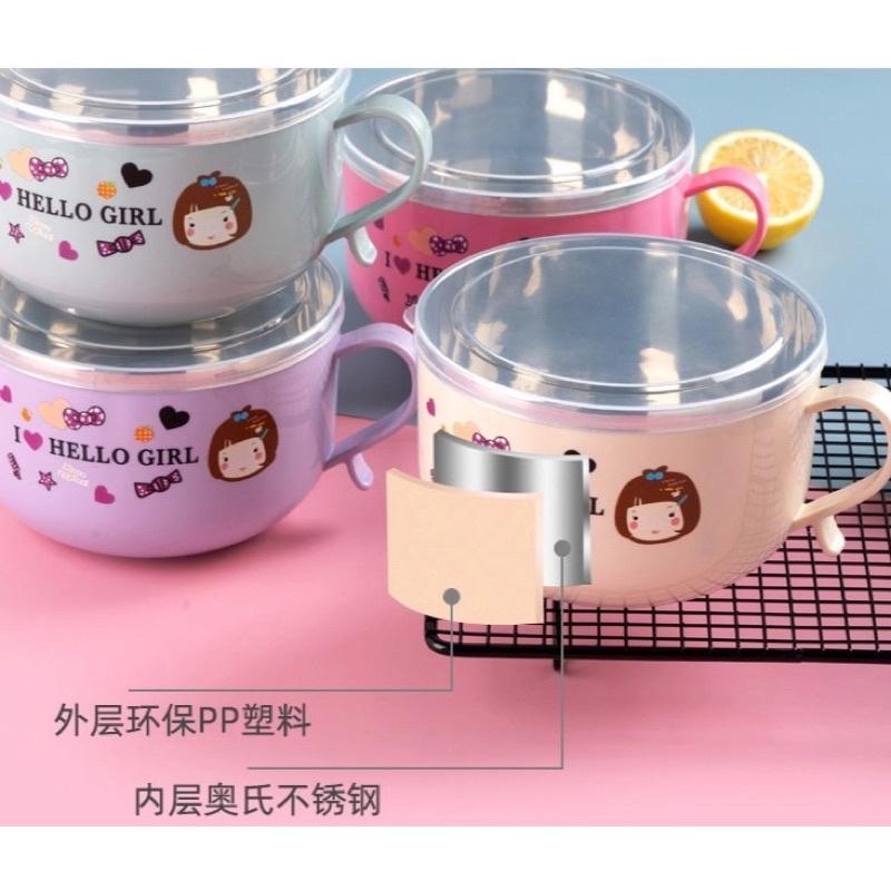 Ca mì lõi inox cách nhiệt kèm thìa 500ML có nắp đậy - Ca úp mì inox kèm thìa 500ML có nắp đậy