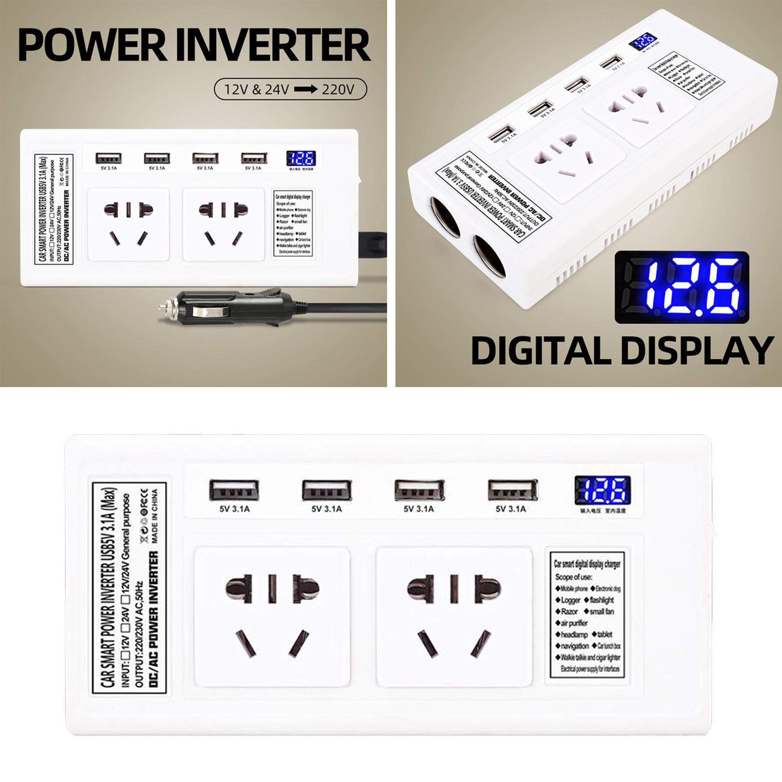 DC 12V to AC 220V Car Inverter LED Display Car Plug Converter Auto Converter Inversor ,for Car Jump Starters Automotive Tools