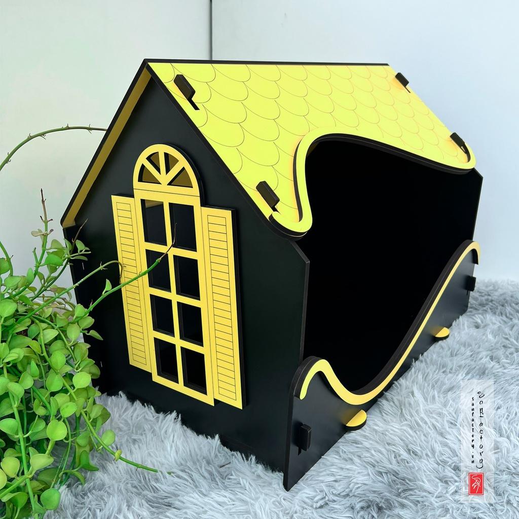 Nhà chuồng chó mèo BHP11 bằng gỗ thiết kế hiện đại lắp ghép tiện lợi