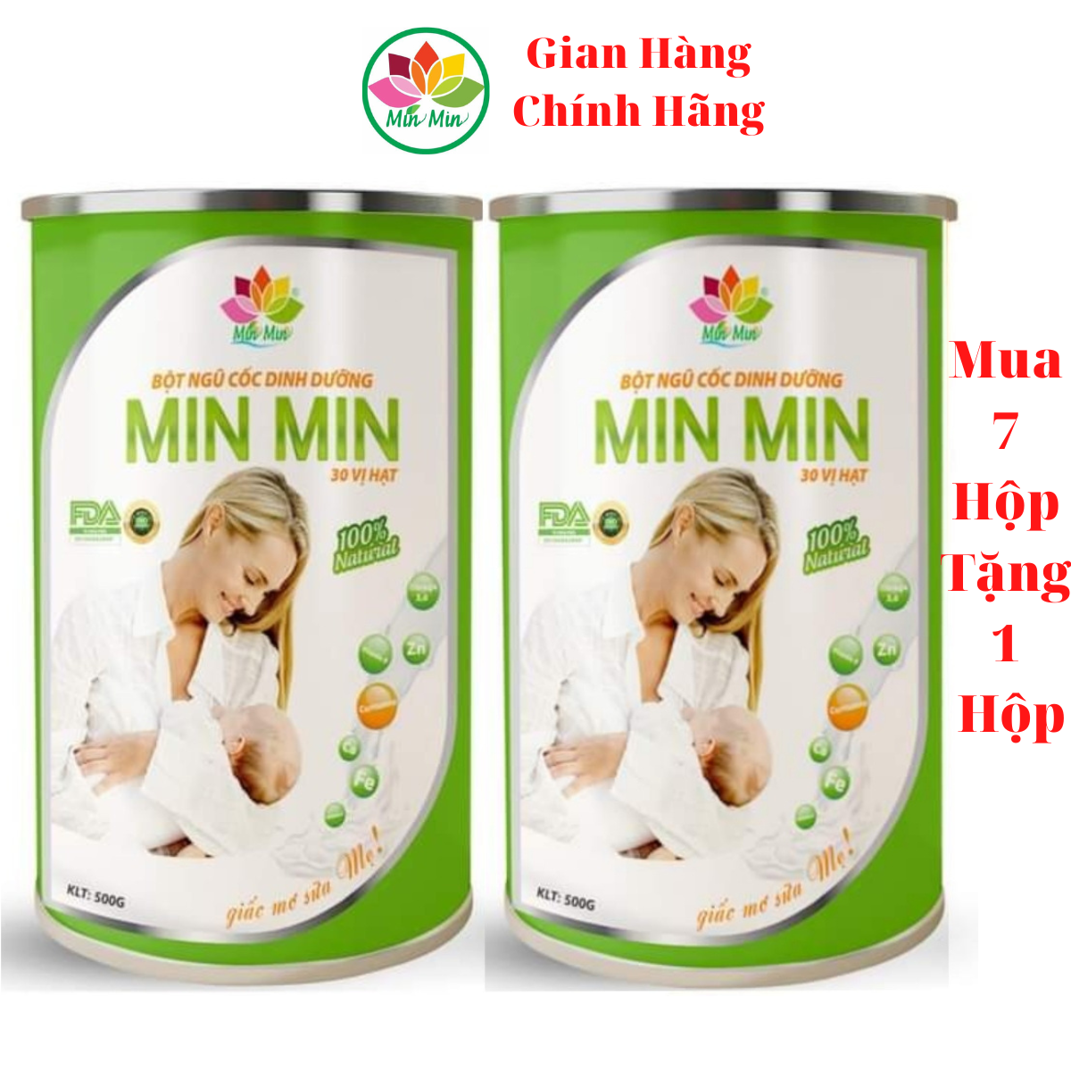 [COMBO 2 Hộp 1KG] Ngũ Cốc Cao Cấp Lợi Sữa Min Min 30 Hạt _ Chuyên Lợi Sữa và Phụ Hồi Sức Khỏe Sau Sinh (1 Hộp 500Gr)