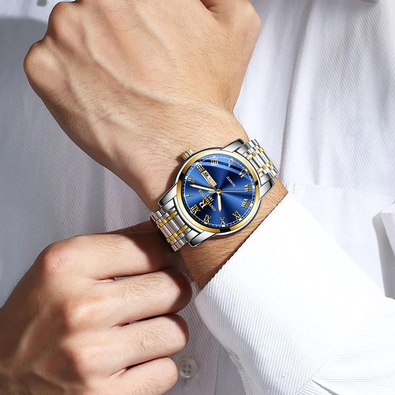 ĐỒNG HỒ NAM CAO CẤP ONTHEEDGE KÍNH TRÁNG SAPPHIRE DÂY KIM LOẠI KHÔNG GỈ + TẶNG KÈM PIN
