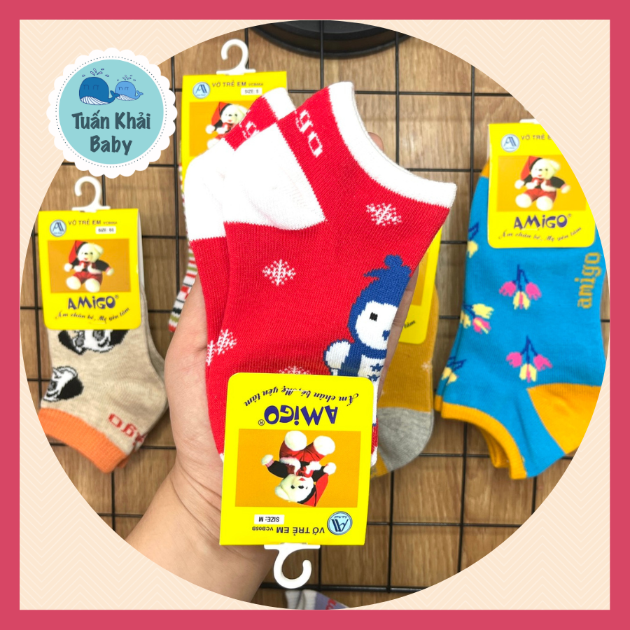 Combo 5 đôi tất cotton AMIGO cho bé trai, bé gái size 3 tháng đến 8 tuổi, tất mềm, mịn co giãn tốt, hàng Việt Nam chất lượng