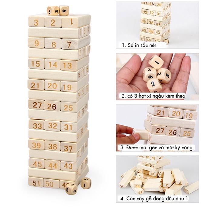 Trò Chơi Rút Gỗ 54 Thanh Nhiều Màu Size To - Giúp Bé Nhận Diện Màu Sắc