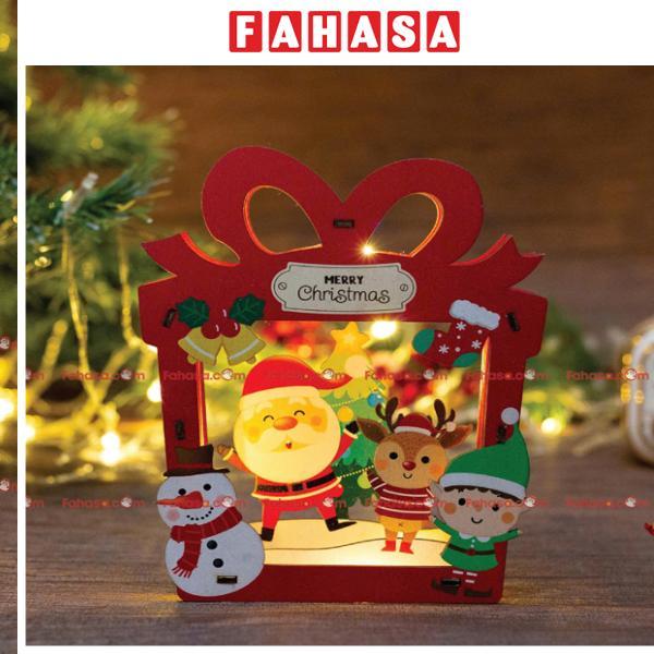 Đèn Gỗ Trang Trí Giáng Sinh - Bách Mộc - Hộp Quà Tuần Lộc Và Ông Già Noel