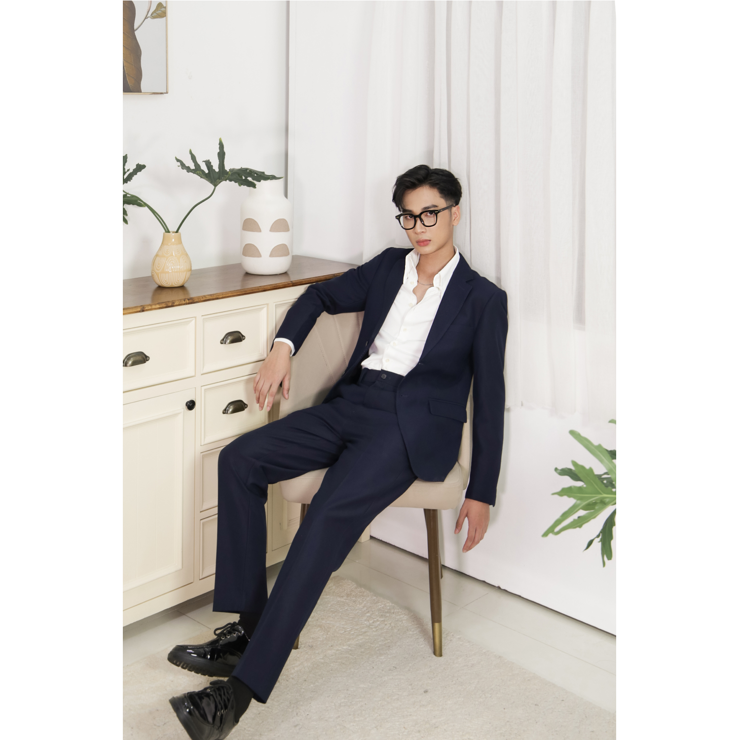 Áo suit vest công sở may đo, thiết kế hai hàng khuy đơn viền tròn, BASIC-JACKET-5 kiểu dáng Slim Fit, phong cách thanh lịch - HY.WO