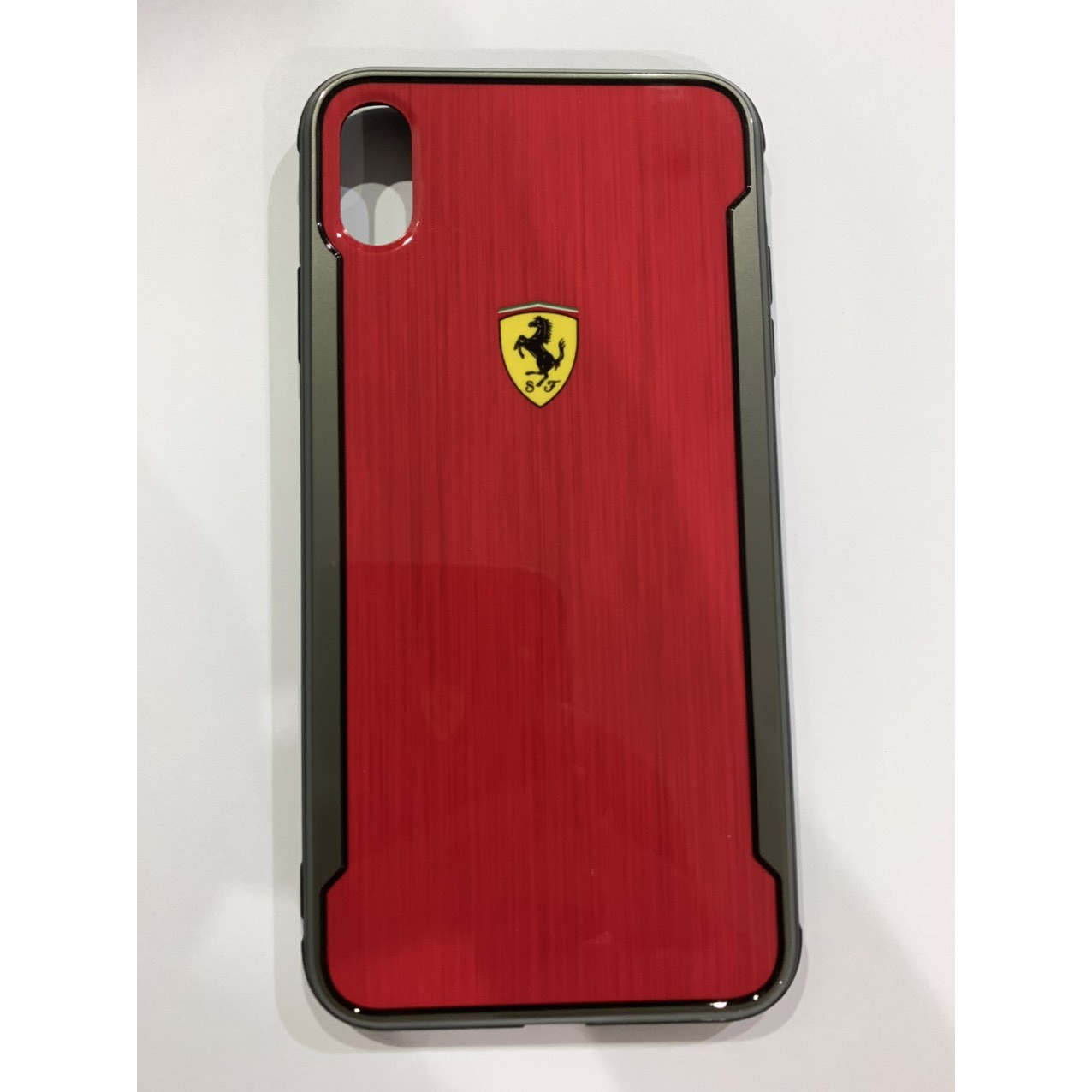 Ốp lưng dành cho Iphone XsMax, hiệu Ferrari, nhôm xước, hàng nhập khẩu nước ngoài