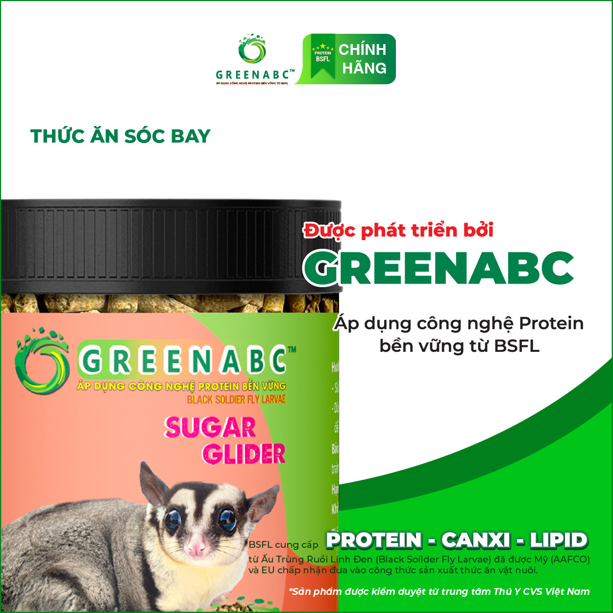 Thức ăn Sóc Bay & Sóc Cảnh GREENABC – Cung cấp đầy đủ dưỡng chất Protein - Canxi - Lipid năng lượng dồi dào, cơ thể linh hoạt dẻo dai – Hộp 480g