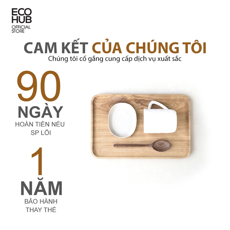 Khay gỗ tự nhiên ECOHUB Màu tự nhiên, Thấp cạnh, Gỗ Tần Bì | EH019
