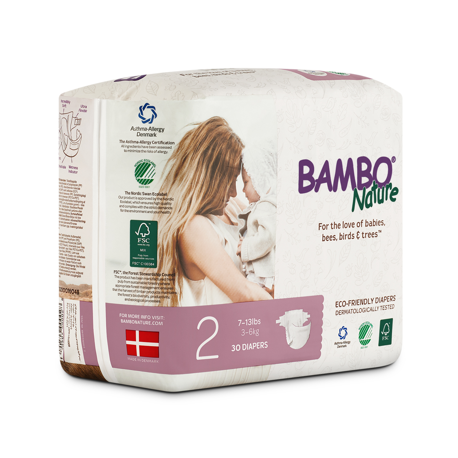 Thùng Tã Dán Em Bé Hữu Cơ Bambo Nature - gốc Đan Mạch - 3-6kg - S30 - 6 gói