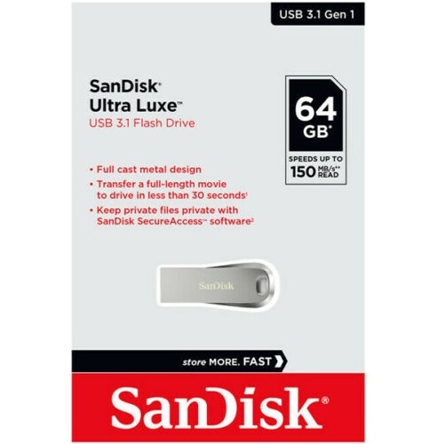 USB 3.1 SanDisk Ultra Luxe CZ74 64GB 150MB/s (Bạc) - Hàng Chính Hãng