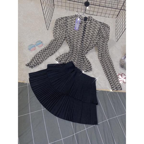 Set váy đầm tầng xếp ly Áo ren sexy Hàn Quốc loại đẹp