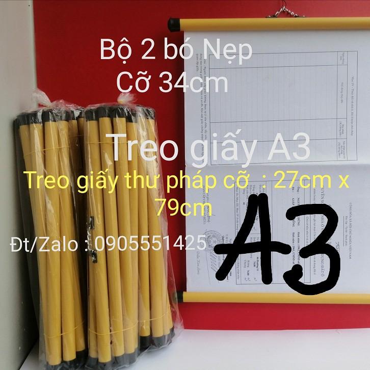 Bộ 2 bó ống trúc treo ảnh, nẹp treo giấy A3, nẹp treo giấy thư pháp (27cm x79cm), nẹp lịch treo tường